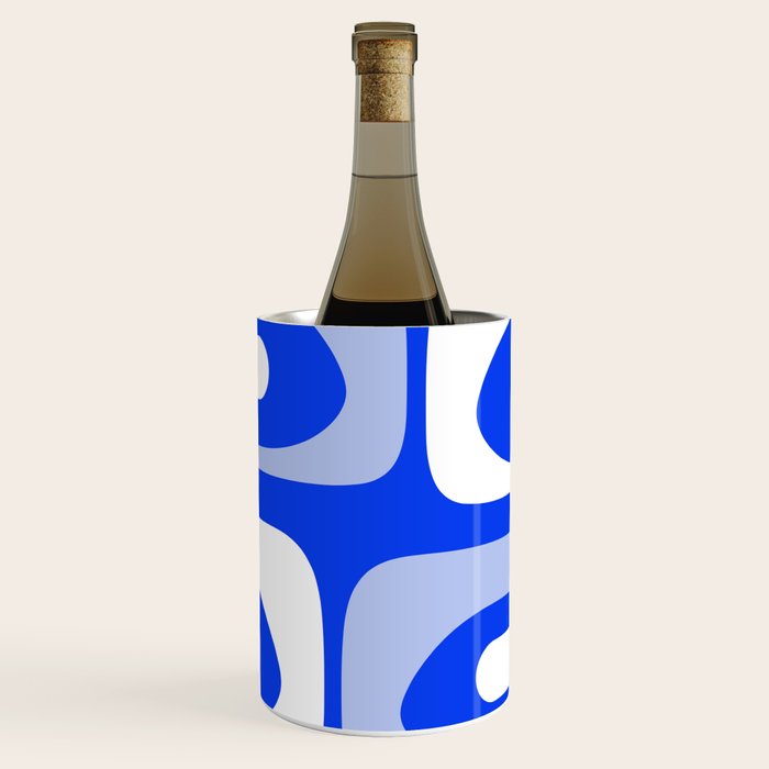 Mid Century Modern Piquet Abstract Pattern Royal Blue Wine Chiller Gallery Image 1