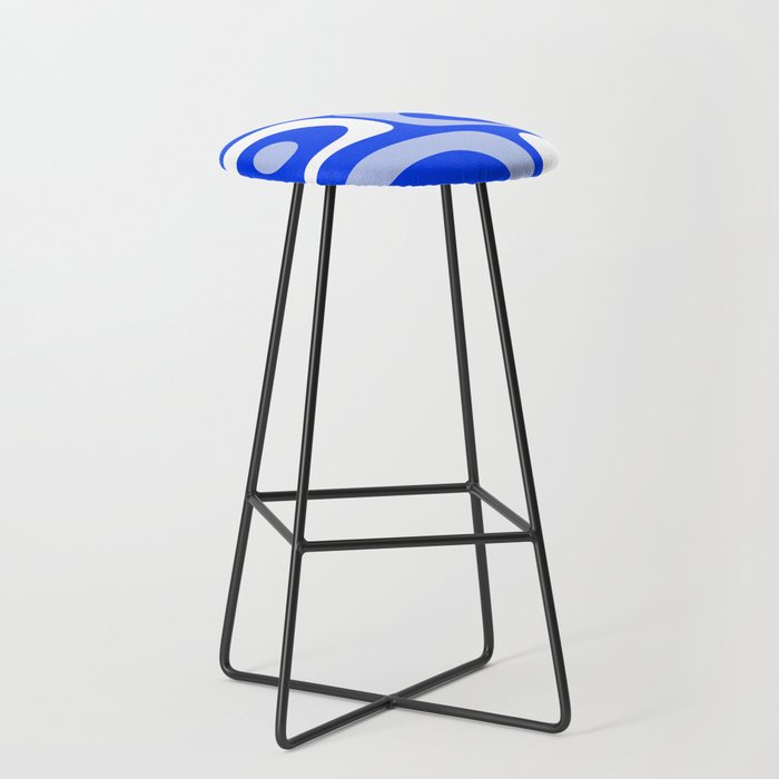 Mid Century Modern Piquet Abstract Pattern Royal Blue Stool Gallery Image 1