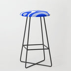 Mid Century Modern Piquet Abstract Pattern Royal Blue Stool Gallery Image 1