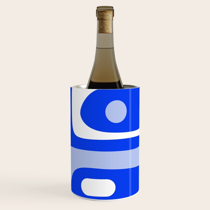 Mid Century Modern Piquet Abstract Pattern Royal Blue Wine Chiller Gallery Image 3