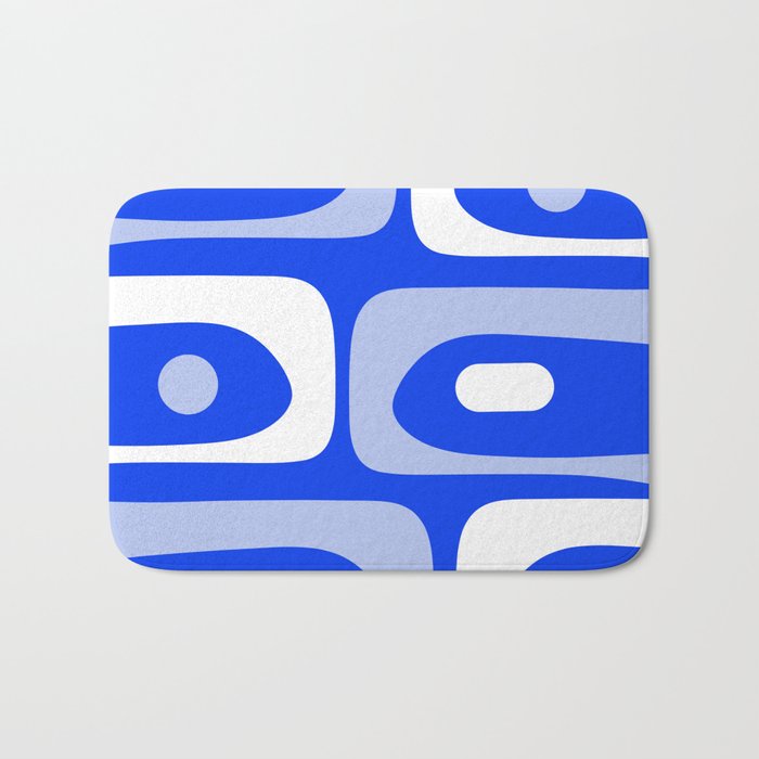 Mid Century Modern Piquet Abstract Pattern Royal Blue Bath Mat Gallery Image 1