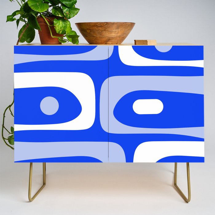 Mid Century Modern Piquet Abstract Pattern Royal Blue Credenza Gallery Image 1