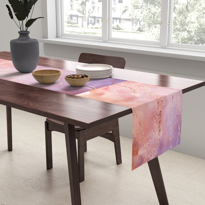 Blush and Purple Sky with Rose gold flashes Table Runner Gallery Image 2