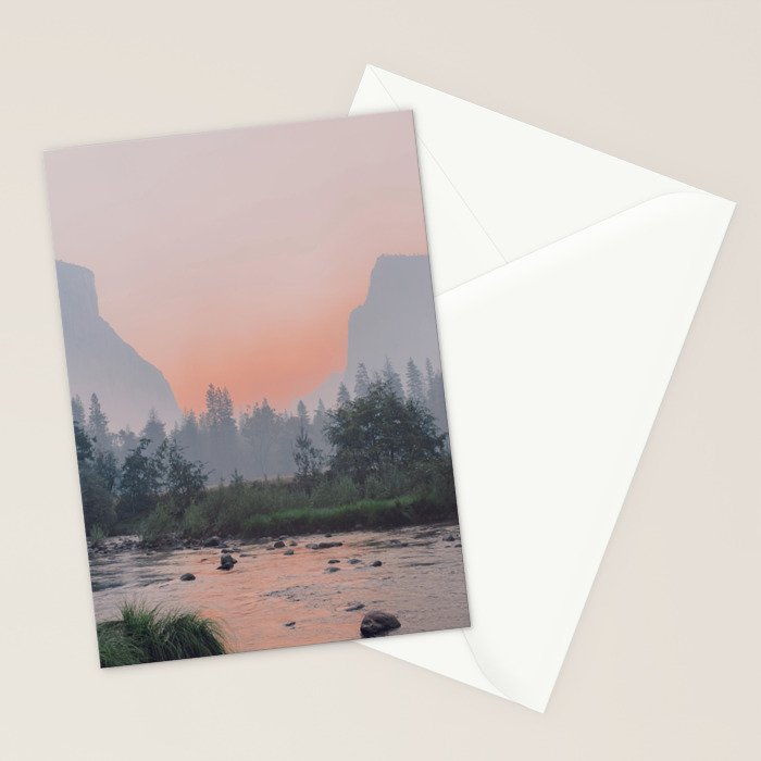 Yosemite Valley Sunrise Pretty Pink Stationery Card Gallery Image 2