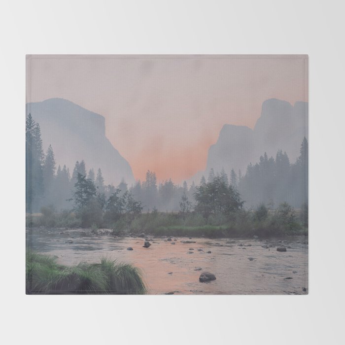 Yosemite Valley Sunrise Pretty Pink Throw Blanket Gallery Image 2