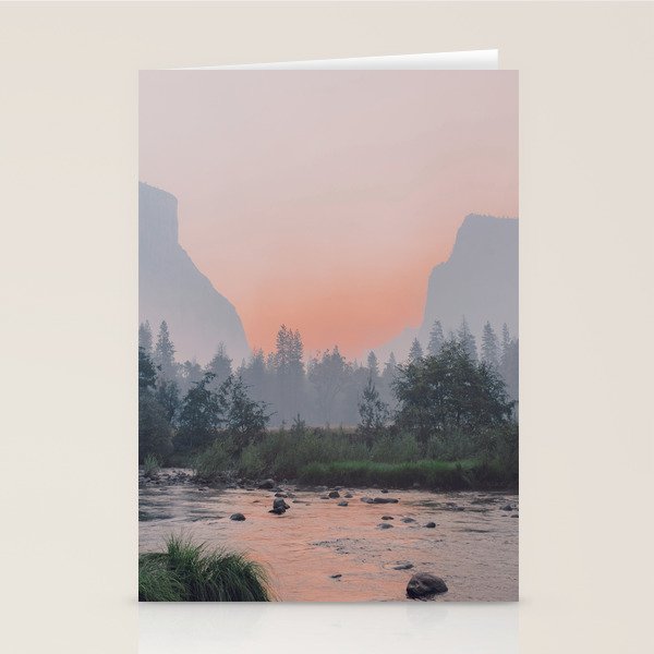 Yosemite Valley Sunrise Pretty Pink Stationery Card Gallery Image 2