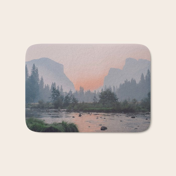 Yosemite Valley Sunrise Pretty Pink Bath Mat Gallery Image 1
