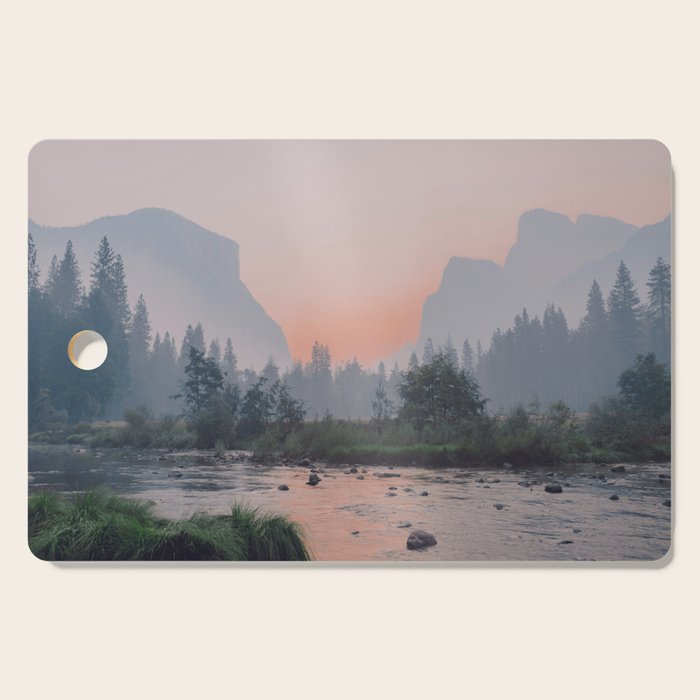 Yosemite Valley Sunrise Pretty Pink Cutting Board Gallery Image 1