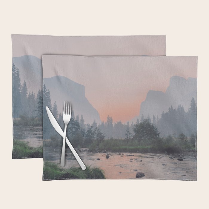Yosemite Valley Sunrise Pretty Pink Placemat Gallery Image 1