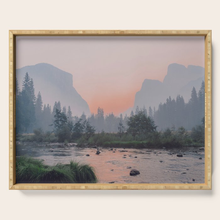 Yosemite Valley Sunrise Pretty Pink Serving Tray Gallery Image 1
