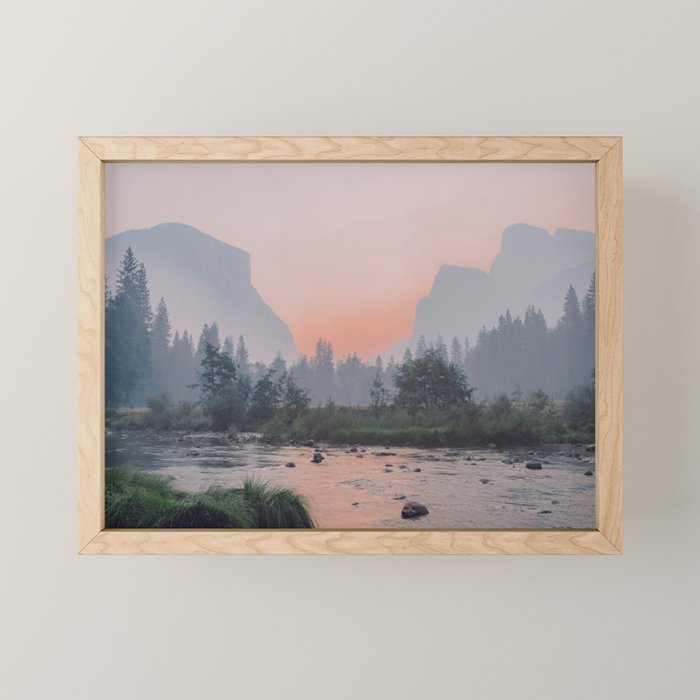 Yosemite Valley Sunrise Pretty Pink Mini Art Print Gallery Image 1