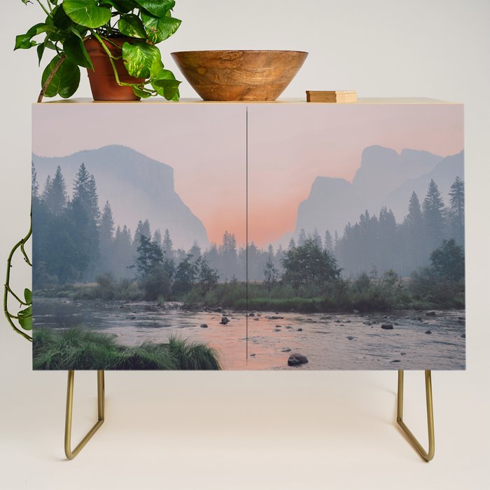 Yosemite Valley Sunrise Pretty Pink Credenza Gallery Image 1
