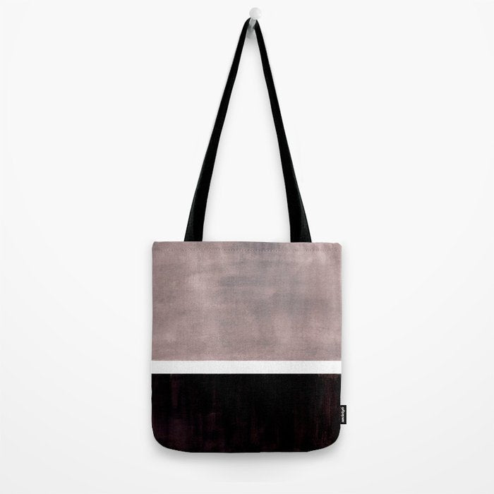 Mid Century Modern Minimalist Art Colorblock Rothko Inspired Squares Grey and Black Simple Abstract Tote Bag Gallery Image 2