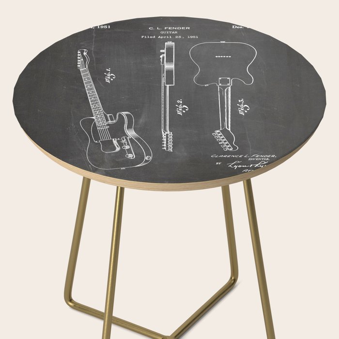 Electric Guitar Patent - Guitar Player Art - Black Chalkboard Side Table Gallery Image 2
