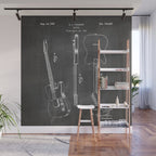 Electric Guitar Patent - Guitar Player Art - Black Chalkboard Wall Mural Gallery Image 1