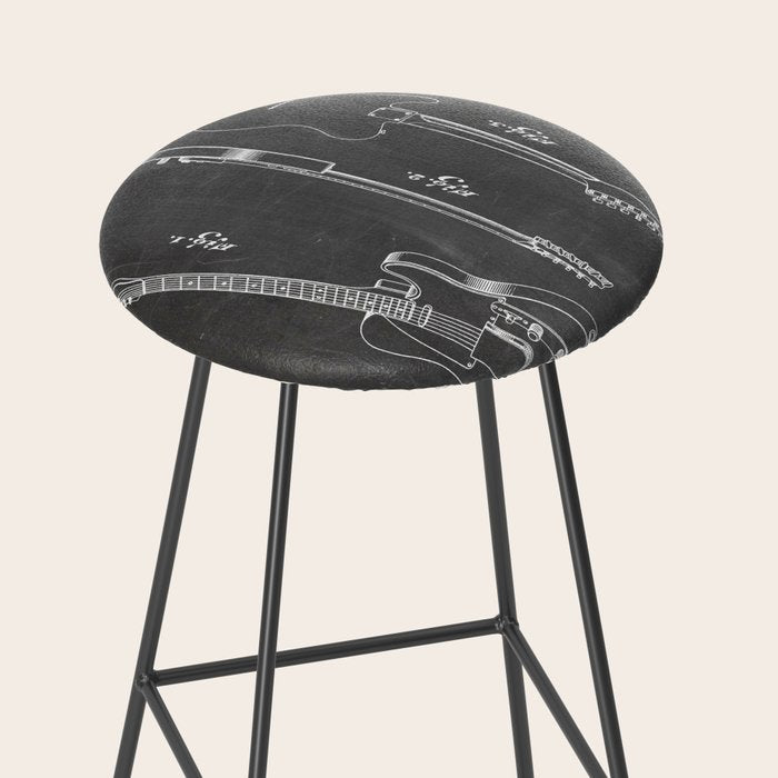 Electric Guitar Patent - Guitar Player Art - Black Chalkboard Stool Gallery Image 2