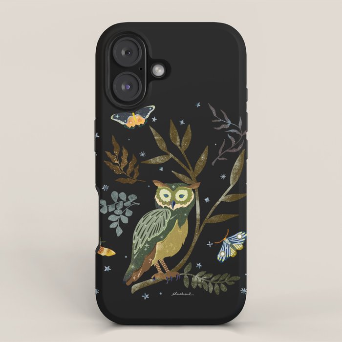 Moonlit Owl and Fluttering Moths iPhone Case Gallery Image 1