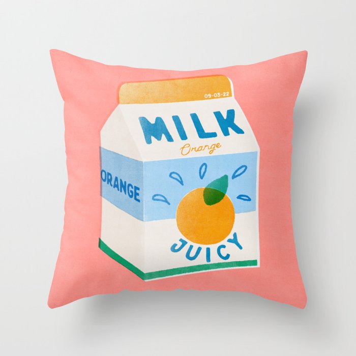 Orange Milk Throw Pillow Gallery Image 1
