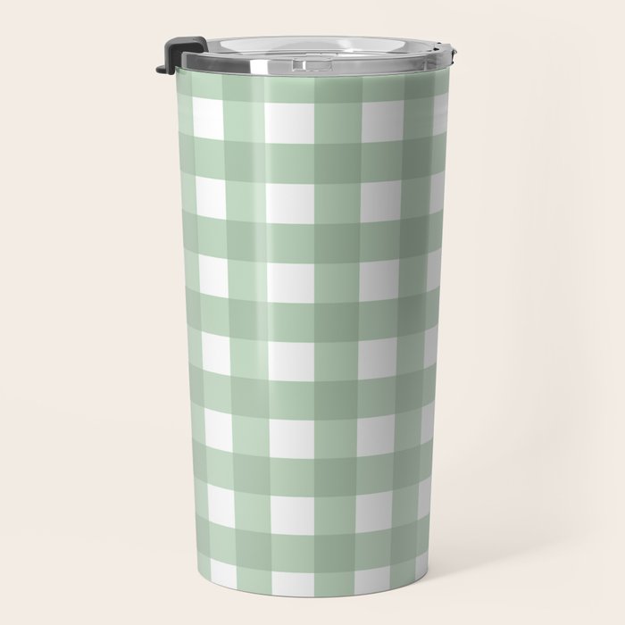 Sage Green Gingham  Travel Mug Gallery Image 3