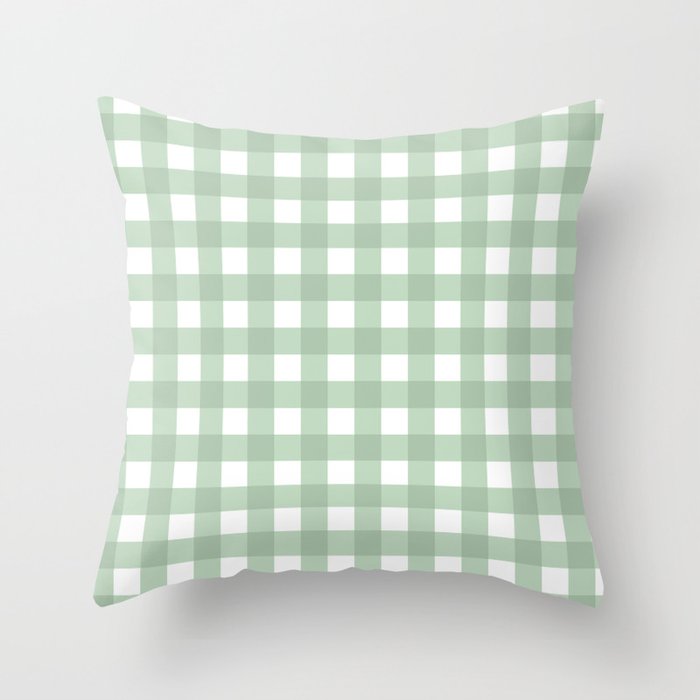 Sage Green Gingham  Throw Pillow Gallery Image 6