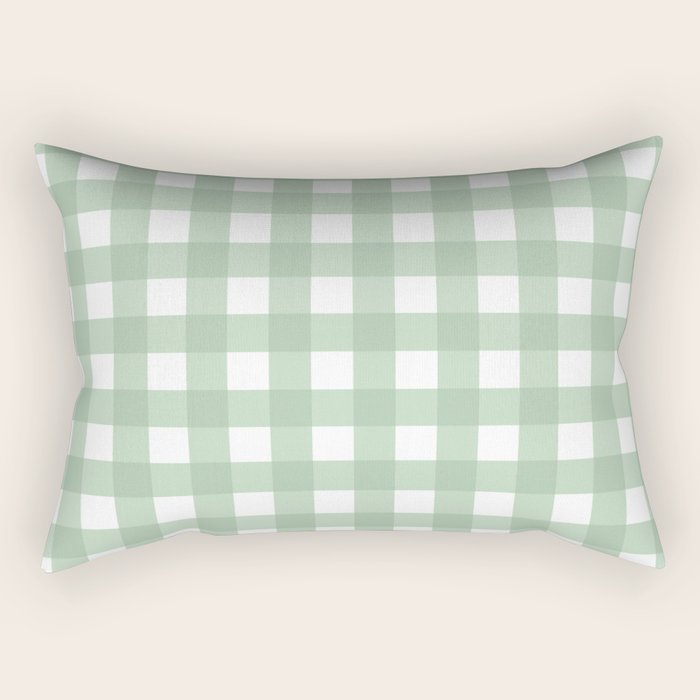 Sage Green Gingham  Rectangular Pillow Gallery Image 1