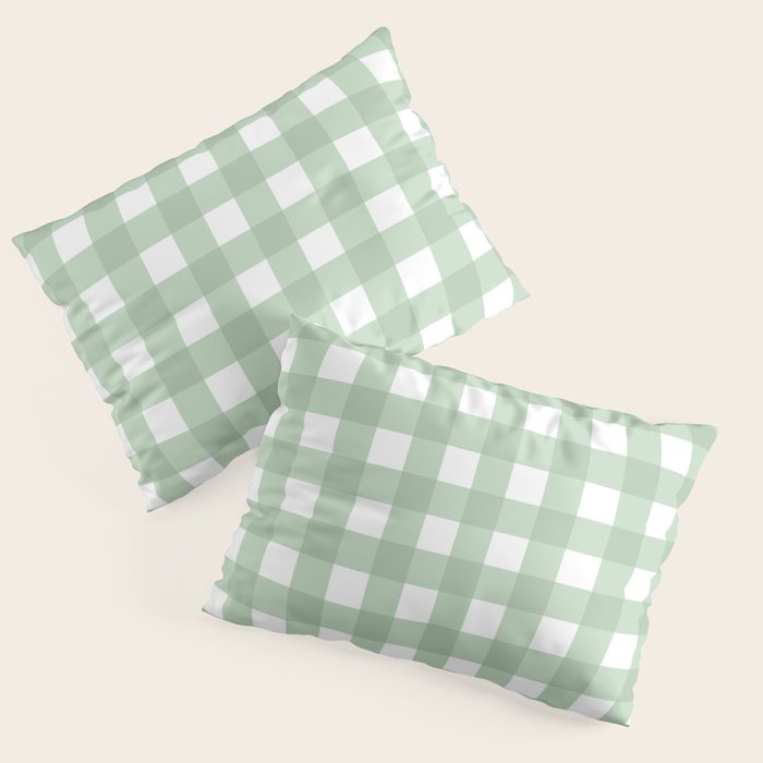 Sage Green Gingham  Pillow Sham Gallery Image 3
