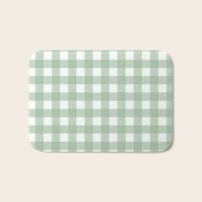 Sage Green Gingham  Bath Mat Gallery Image 1