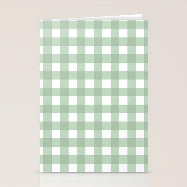 Sage Green Gingham  Stationery Card Gallery Image 1