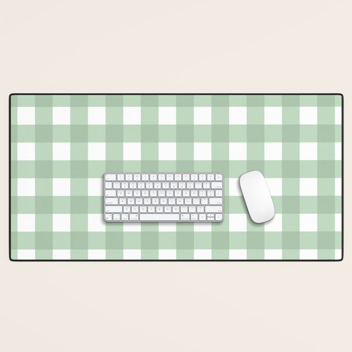 Sage Green Gingham  Desk Mat Gallery Image 1