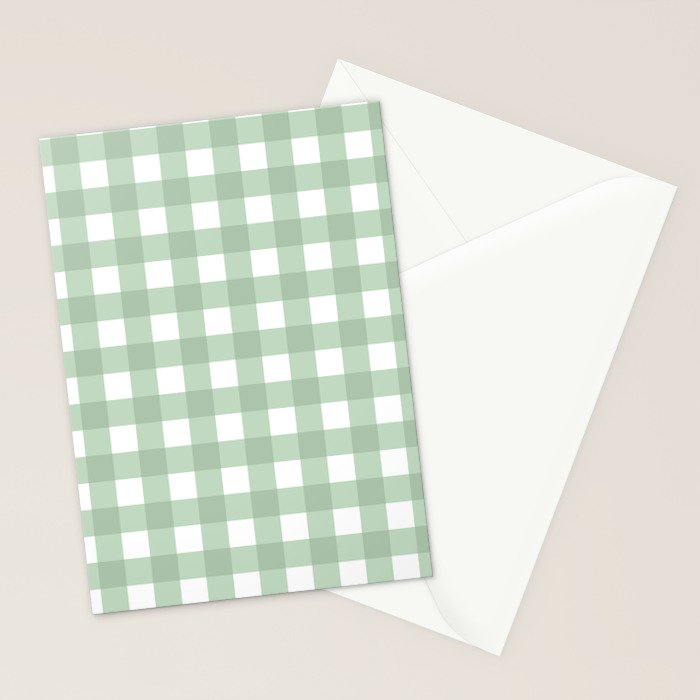 Sage Green Gingham  Stationery Card Gallery Image 2