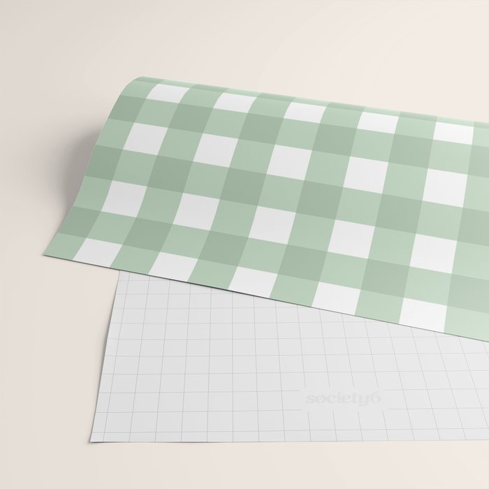 Sage Green Gingham  Wrapping Paper Gallery Image 2