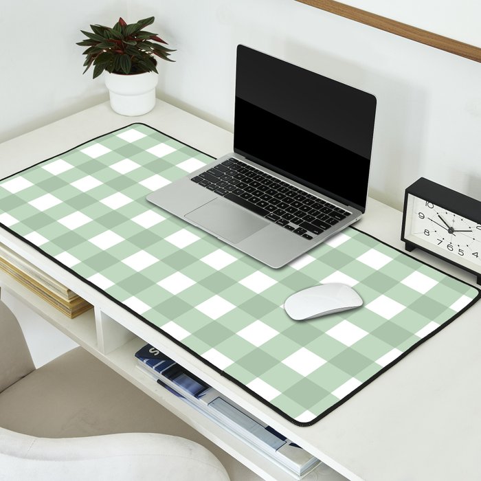 Sage Green Gingham  Desk Mat Gallery Image 2