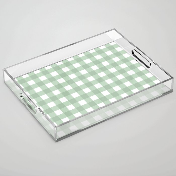 Sage Green Gingham  Acrylic Tray Gallery Image 1