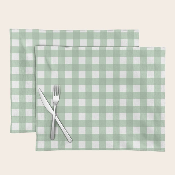 Sage Green Gingham  Placemat Gallery Image 1