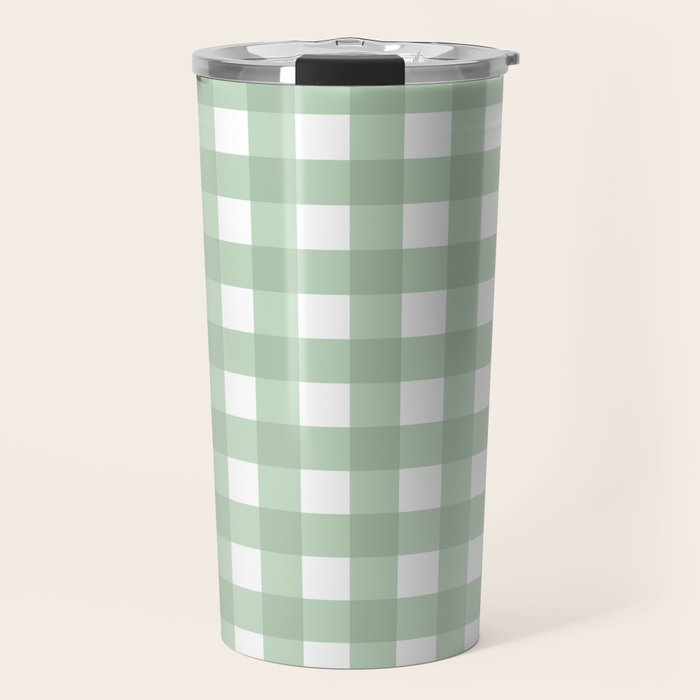 Sage Green Gingham  Travel Mug Gallery Image 1