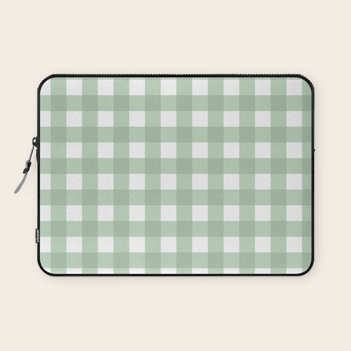 Sage Green Gingham  Laptop Sleeve Gallery Image 1