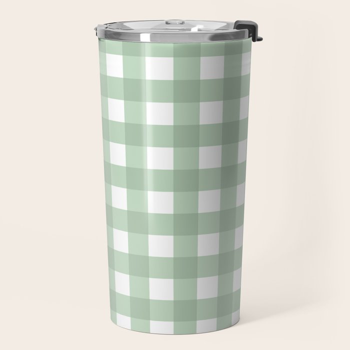 Sage Green Gingham  Travel Mug Gallery Image 2