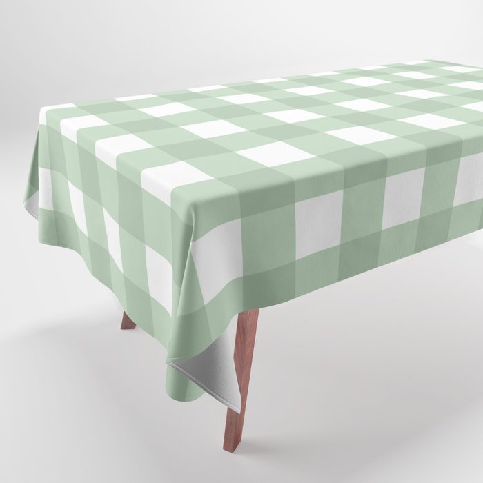 Sage Green Gingham  Tablecloth Gallery Image 1