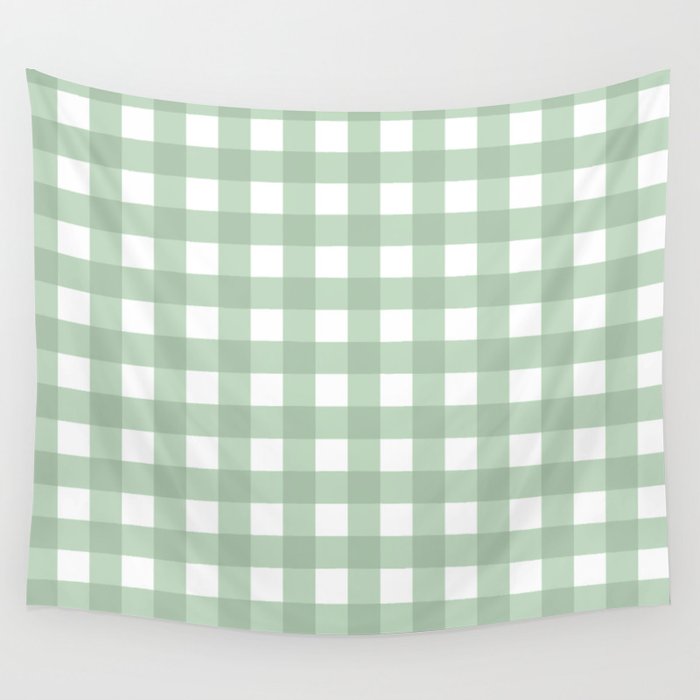 Sage Green Gingham  Wall Tapestry Gallery Image 4