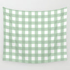 Sage Green Gingham  Wall Tapestry Gallery Image 4