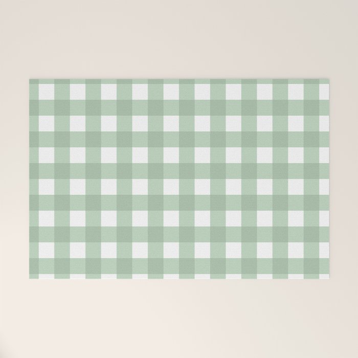 Sage Green Gingham  Welcome Mat Gallery Image 1