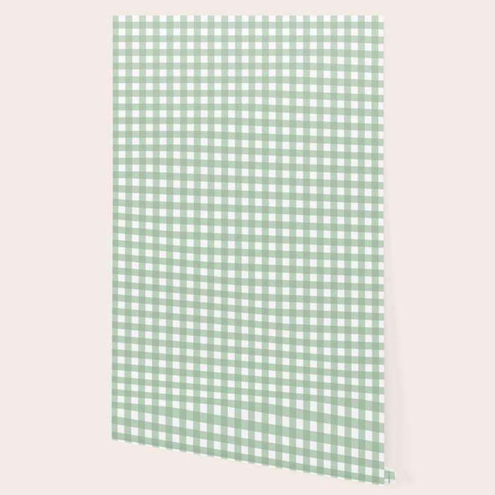 Sage Green Gingham  Wallpaper Gallery Image 2