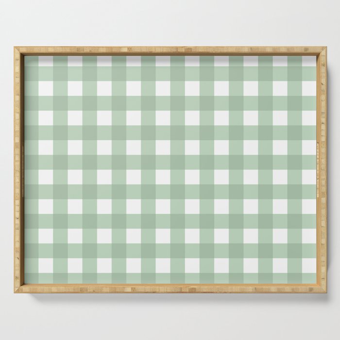 Sage Green Gingham  Serving Tray Gallery Image 1