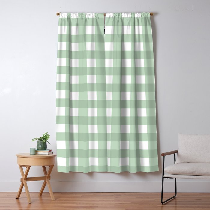 Sage Green Gingham  Window Curtain Gallery Image 5