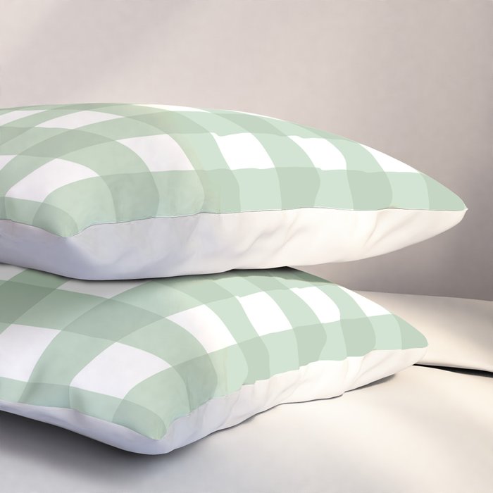 Sage Green Gingham  Pillow Sham Gallery Image 3