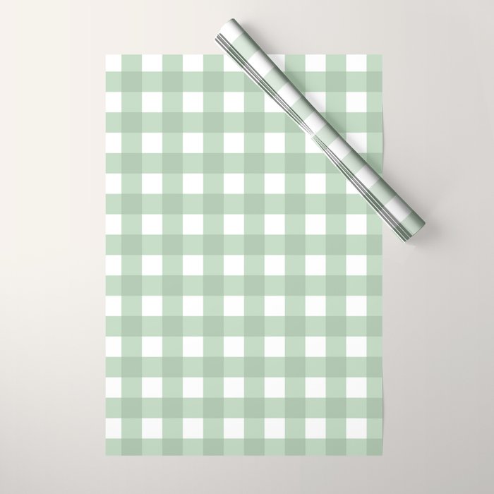 Sage Green Gingham  Wrapping Paper Gallery Image 1