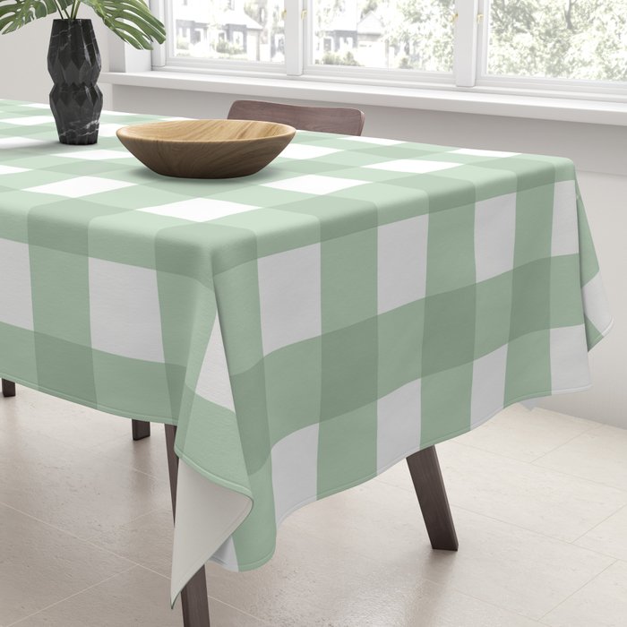 Sage Green Gingham  Tablecloth Gallery Image 3