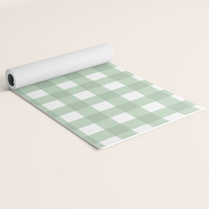Sage Green Gingham  Yoga Mat Gallery Image 2
