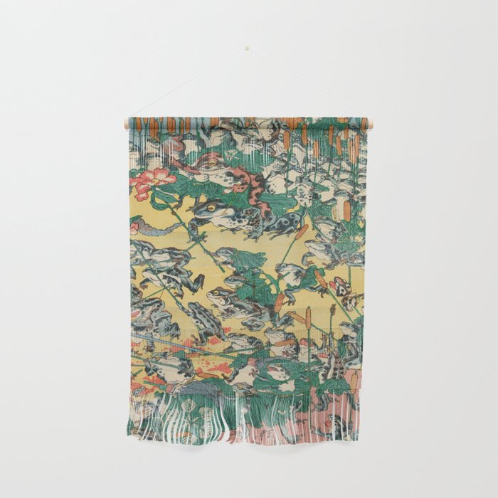 Frog Battle Japanese Print by Kawanabe Kyosai, 1864 Wall Hanging Gallery Image 1