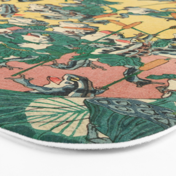 Frog Battle Japanese Print by Kawanabe Kyosai, 1864 Bath Mat Gallery Image 3